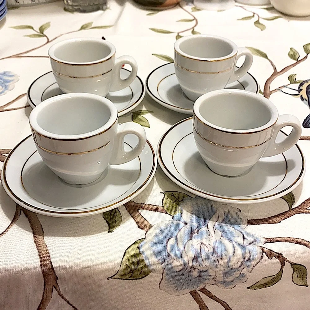 Casa Elite Mini Cups and Saucers With Gold Rims